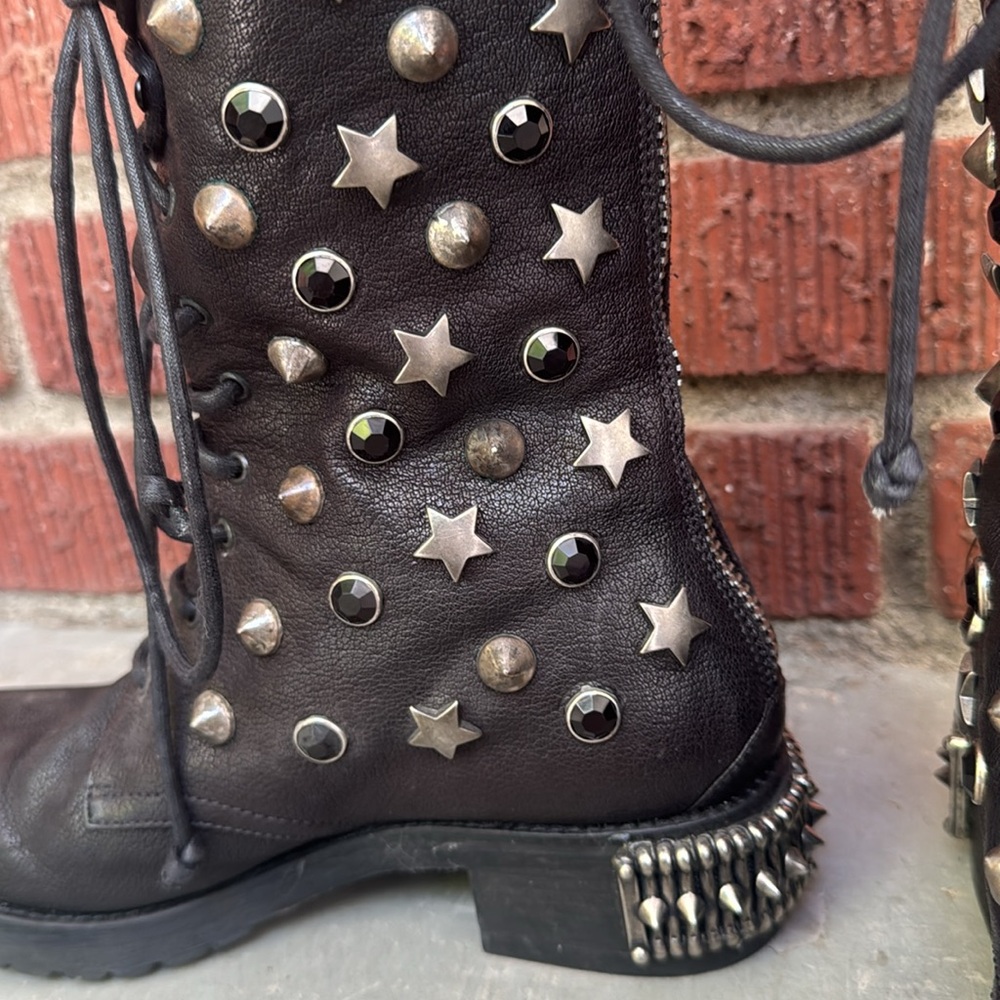 Baldan Embellished Leather Moto Boots - Picture 5 of 11